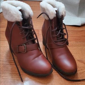 Ugg brown ankle wedge boots